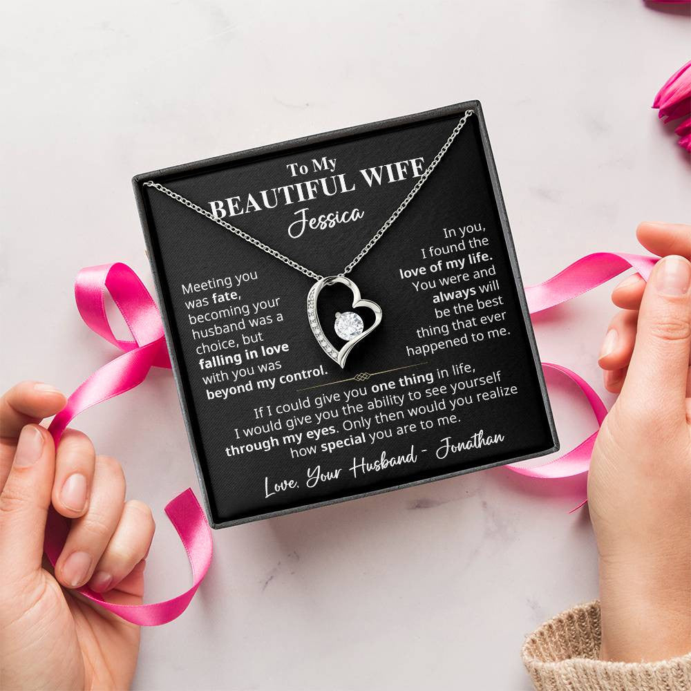 To My Beautiful Wife - Customizable Names | Forever Love Necklace