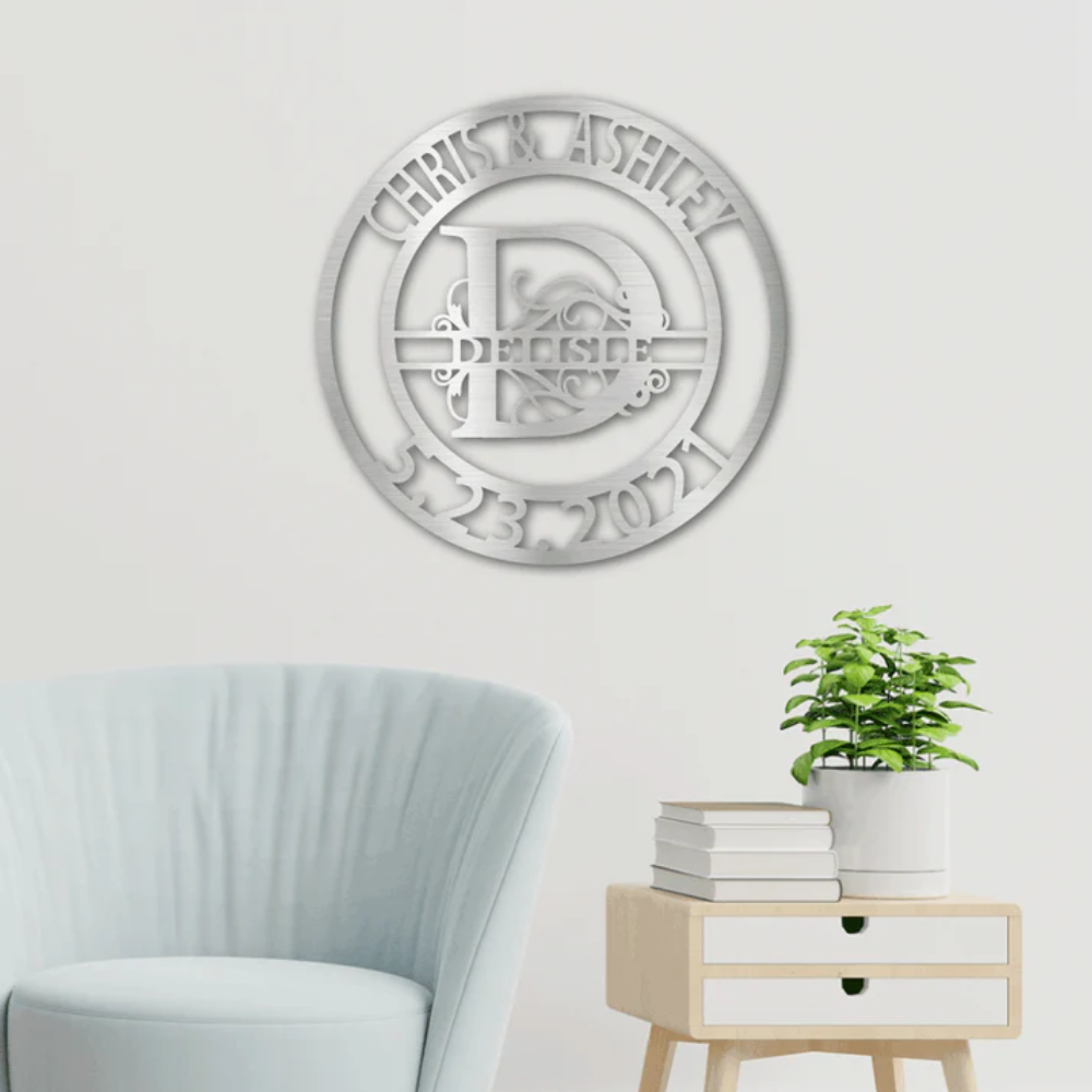 Elaborate Split Style Monogram Wall Art