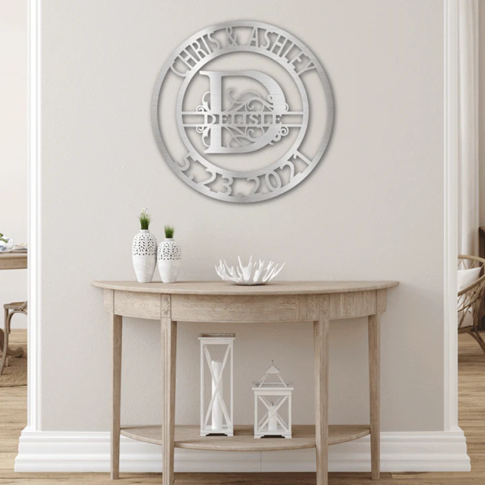 Elaborate Split Style Monogram Wall Art