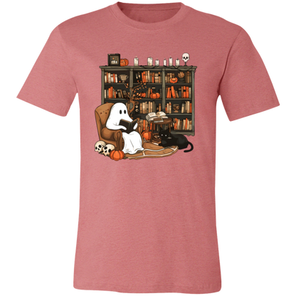 Ghost Reading By Book Shelf Short-Sleeve T-Shirt