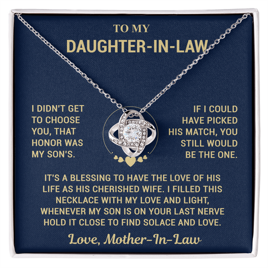 To My Daughter In Law- MIL Love Knot Necklace