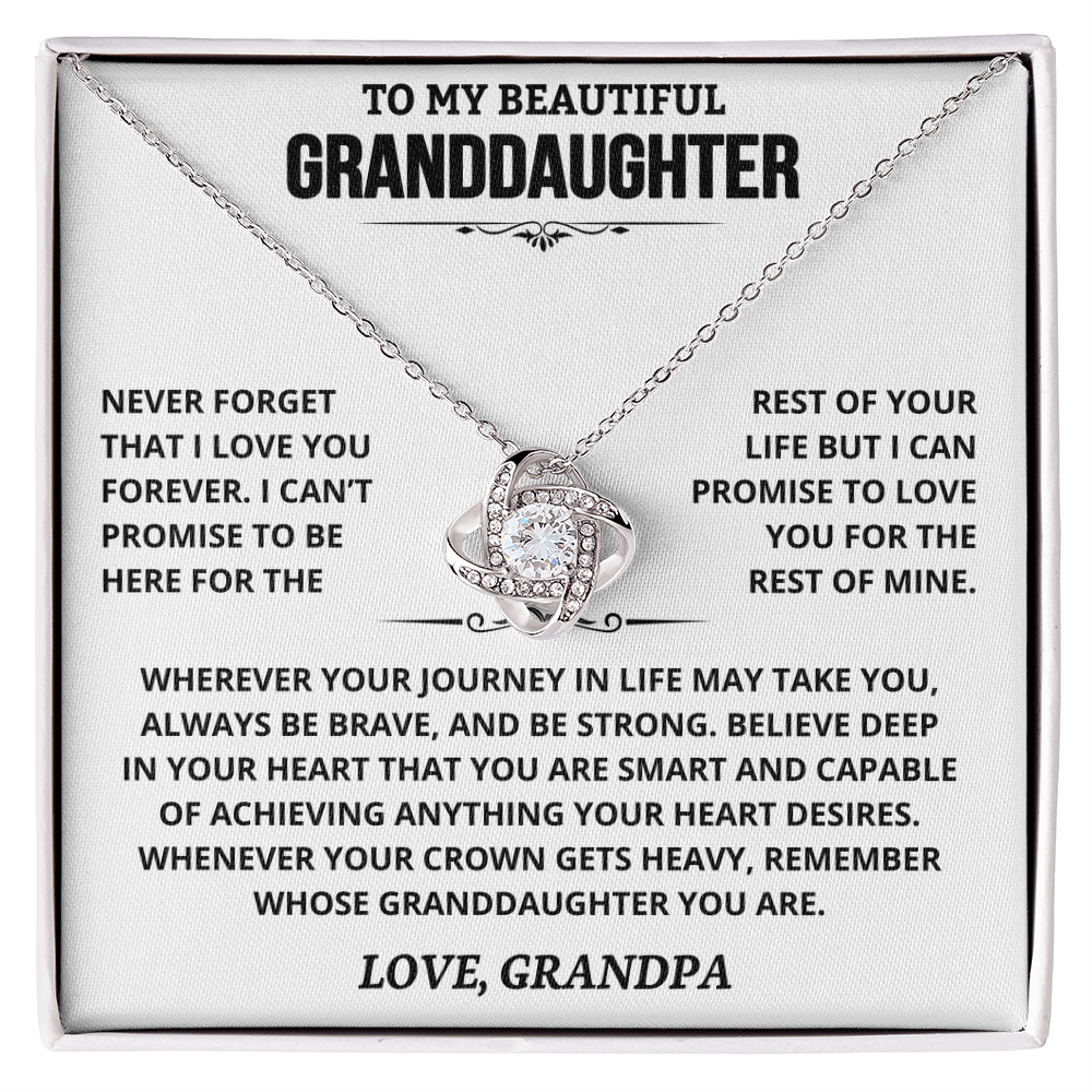 To My Beautiful Granddaughter | Love, Grandpa | Love knot necklace