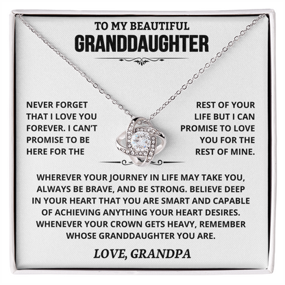 To My Beautiful Granddaughter | Love, Grandpa | Love knot necklace