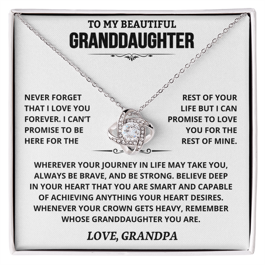 To My Beautiful Granddaughter | Love, Grandpa | Love knot necklace
