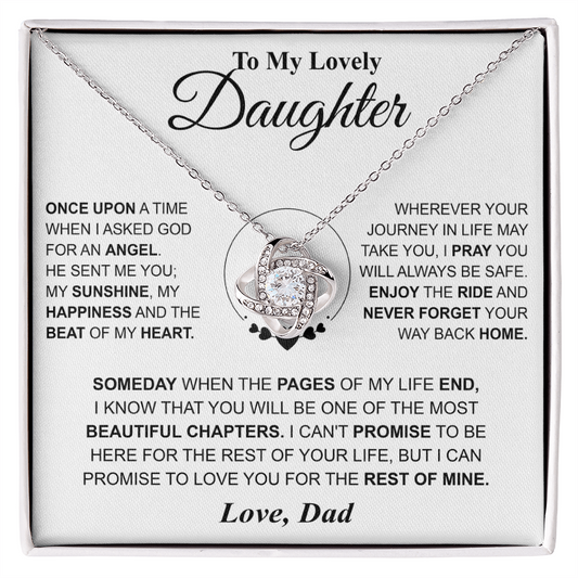 To My Lovely Daughter | Love, Dad | Love Knot Necklace