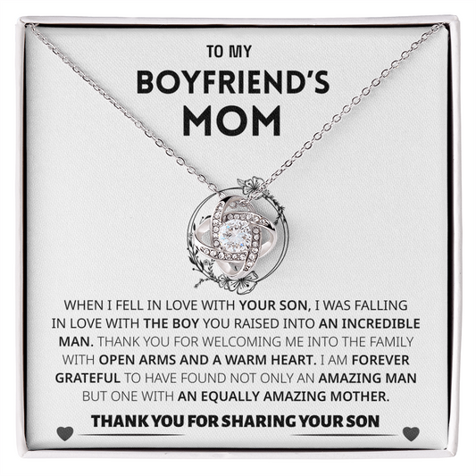 To My Boyfriends Mom | Thank You | Love Knot Necklace