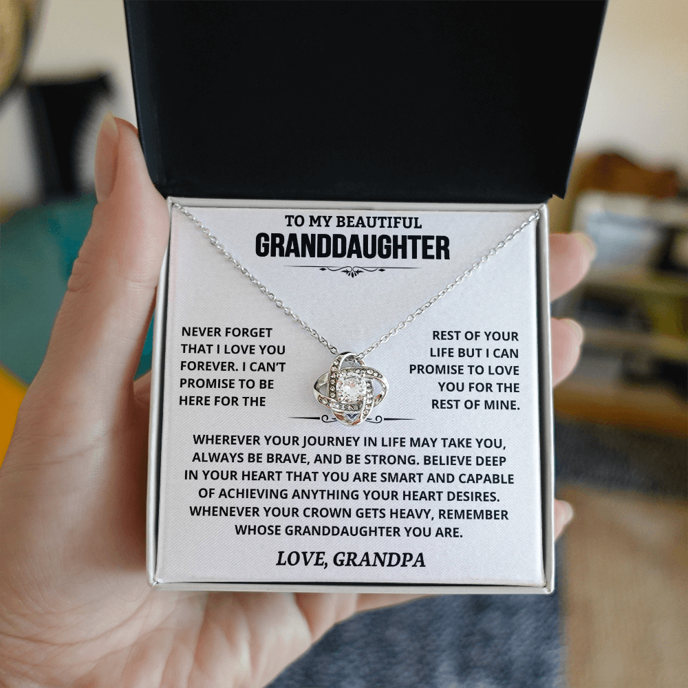 To My Beautiful Granddaughter | Love, Grandpa | Love knot necklace