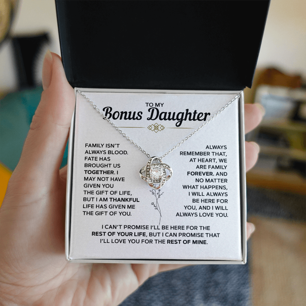 To My Bonus Daughter | Love Knot Necklace