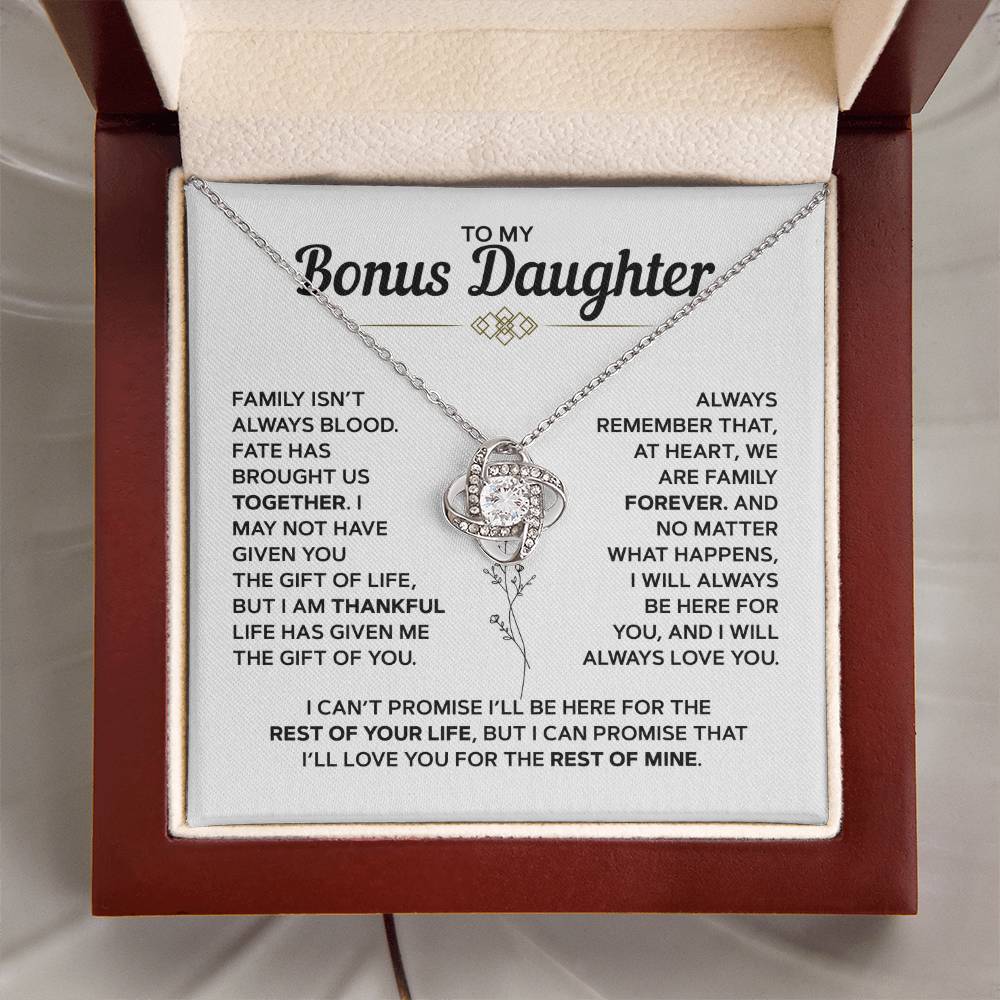 To My Bonus Daughter | Love Knot Necklace