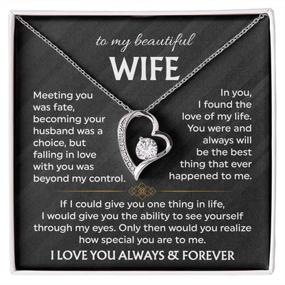 To My Beautiful Wife | Meeting You was Fate | Blk Forever Love Necklace